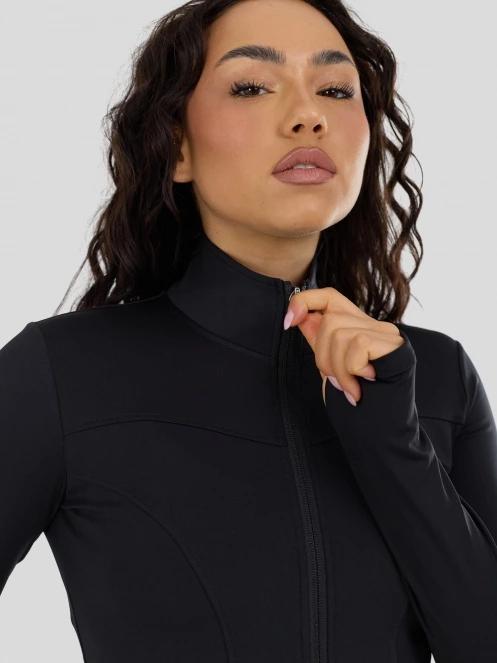 Fundango Flop Zip Up Top női hosszú ujjú sport póló fekete színben 9