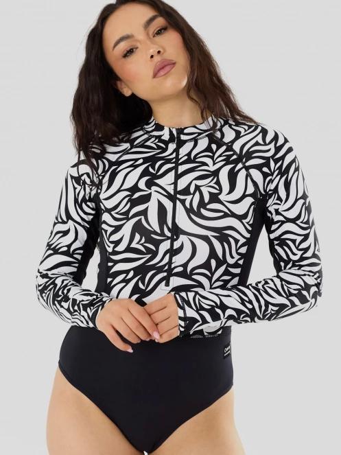 Fundango Dolphin Long Sleeve Suit női fürdőruha fekete színben 5