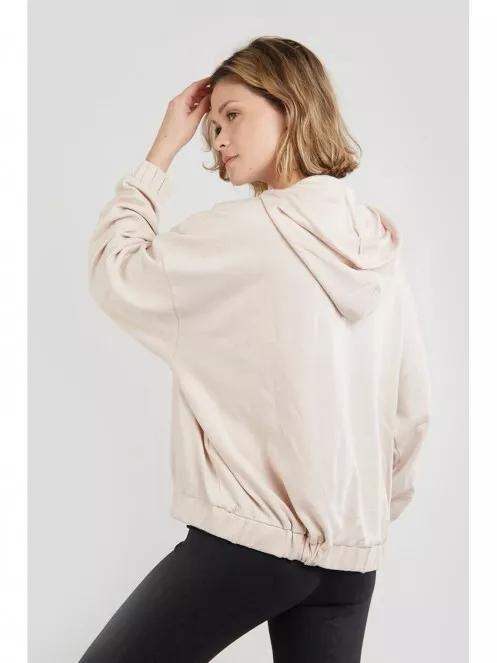 Fundango Echo Loose Hoodie női kapucnis pulóver homok színben 3