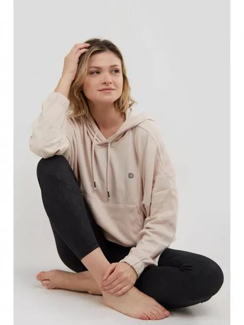 Fundango Echo Loose Hoodie női kapucnis pulóver homok színben 5
