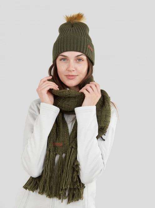 Fundango Merna Beanie női bojtos sapka oliva színben 3
