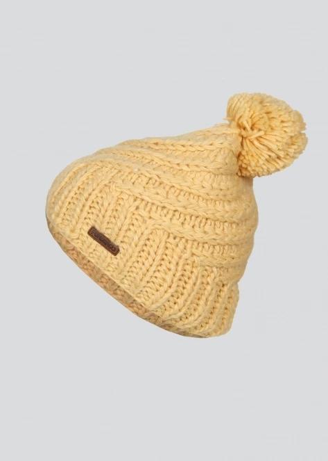 Fundango Glen Beanie női bojtos sapka sárga színben 2