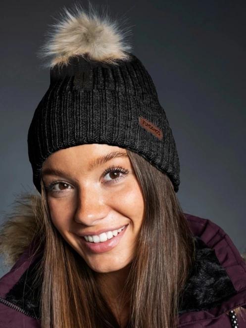 Fundango MERNA Beanie női bojtos sapka fekete színben 3